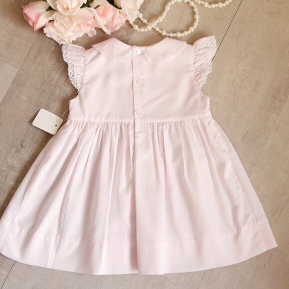 Pink Smocked Lace Dress Set Embroidery Vintage Feltman Brothers 3 Months - Picture 4 of 5